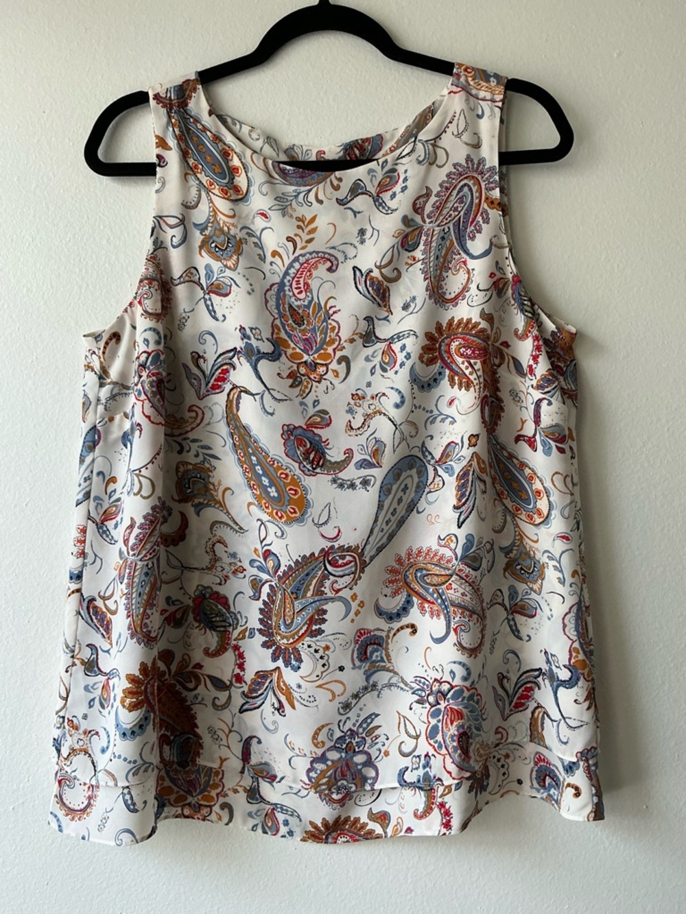 J. Jill Paisley Sleeveless Blouse Mock Two-Piece Layered Shell Top Size M